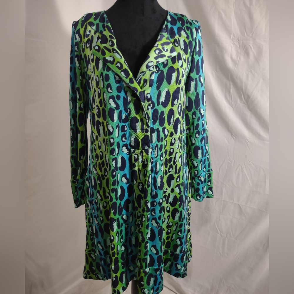 VINTAGE DIANE VON FURSTENBERG Women's Ombre Animal Print Shift Dress Size 6
